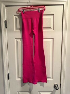 OQQ women’s  Hot Pink Flared Knit Bottoms